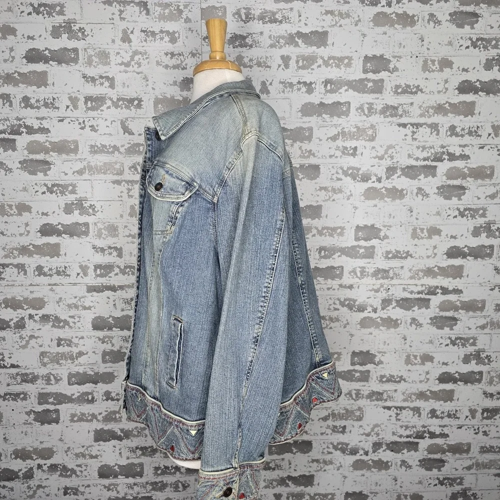 INC International Concepts Women Plus Size Embroidered Denim Jean Jacket Size 3X